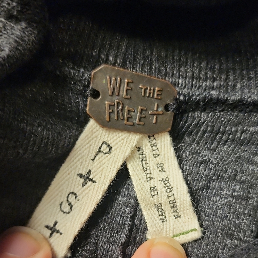 WE THE FREE | Free People Split Back Turtleneck Charcoal Exposed Seam Top | S - Picture 7 of 10